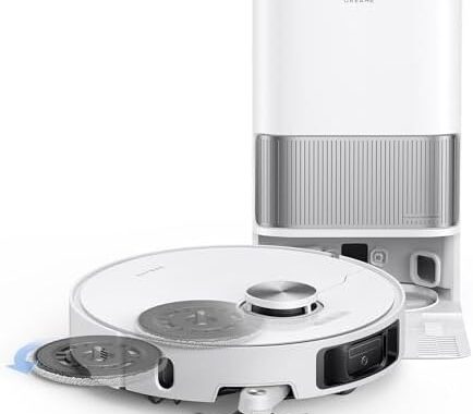 DREAME L40s Ultra Robot Vacuum and Mop, 19,000Pa Suction, Auto-Empty, Mop Self-Cleaning, 100% Detangling DuoBrush, Extending Mops and Side Brush, 1.57in Obstacle Clearing, App & Voice Control (White)