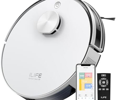 ILIFE A30s Robot Vacuum, 10000Pa Max Suction Robotic Vacuum Cleaner with LiDAR Navigation, Home Mapping, No-Go Zone, 150 Mins, 2.4G WiFi/App/Alexa/Remote Control, for Hard Floor Carpet and Pet Hair