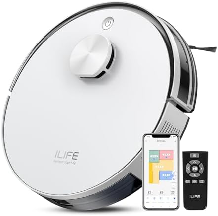 ILIFE A30s Robot Vacuum, 10000Pa Max Suction Robotic Vacuum Cleaner with LiDAR Navigation, Home Mapping, No-Go Zone, 150 Mins, 2.4G WiFi/App/Alexa/Remote Control, for Hard Floor Carpet and Pet Hair
