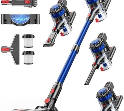 KARDV Cordless Vacuum Cleaner, 500W/40Kpa Vacuum Cleaners for Home, 60Mins Stick Vacuum with LED Display, Anti-Tangle & Wall Mount Charging, 8 in 1 Lightweight Vacuum for Hard Floors Carpet Pet Hair